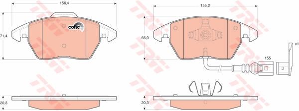 PATIGLIE FRENI ANTERIORE AUDI A3 VW GOLF IV