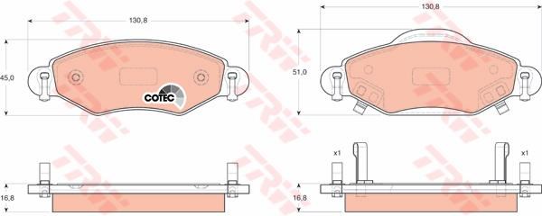 PASTIGLIE FRENI ANTERIORE TOYOTA YARIS 1,0 16V